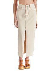 Steve Madden Women's Avani Front-Slit Denim Maxi Skirt - Ivory