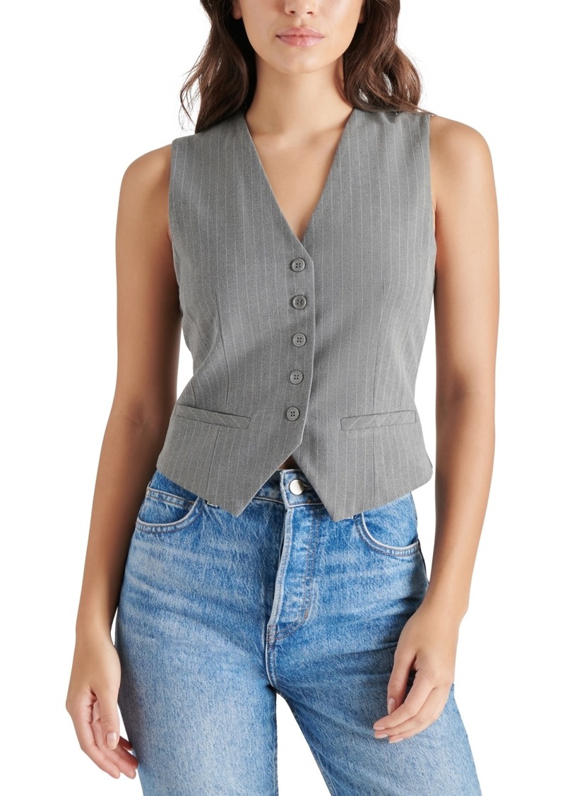 Steve Madden Women's Barett Pinstripe Vest - Grey