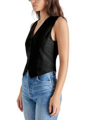 Steve Madden Women's Barrett Button-Front V-Neck Vest - Black