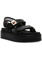 Steve Madden Women's Bigmona Platform Footbed Sandals - Black Leather/Mesh