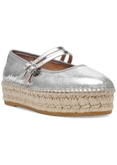 Steve Madden Women's Brinn Mary Jane Platform Espadrille Flats - Silver Metallic Leather