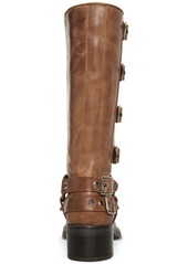 Steve Madden Women's Brocks Buckled Mid-Calf Moto Boots - Distressed Brown