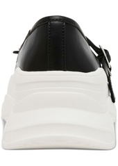 Steve Madden Women's Brodder Strappy Platform Ballet Sneakers - Black/White