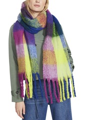 Steve Madden Women's Brushed Plaid Blanket Wrap Scarf - Dark Multi