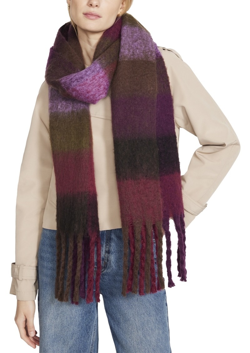 Steve Madden Women's Brushed Plaid Blanket Wrap Scarf - Dark Multi