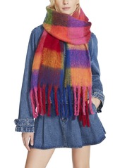 Steve Madden Women's Brushed Plaid Blanket Wrap Scarf - Dark Multi