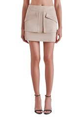 Steve Madden Women's Cardona Faux-Suede Oversized-Pocket Skirt - Oatmeal