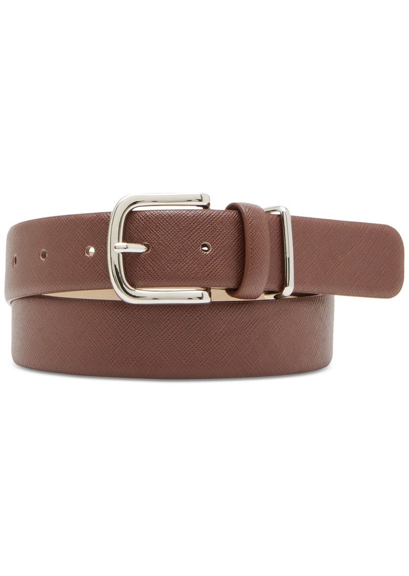 Steve Madden Women's Classic Buckle Leather Belt - Chocolate