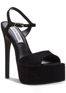 Steve Madden Women's Cologne Ankle-Strap Platform Dress Sandals - Black Suede