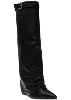 Steve Madden Women's Corenne Cuffed Wedge Tall Dress Boots - Black
