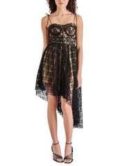 Steve Madden Women's Dali Pleated Floral-Mesh Corset Dress - Black