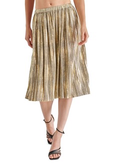Steve Madden Women's Darcy Metallic-Foil-Knit Midi Skirt - Gold