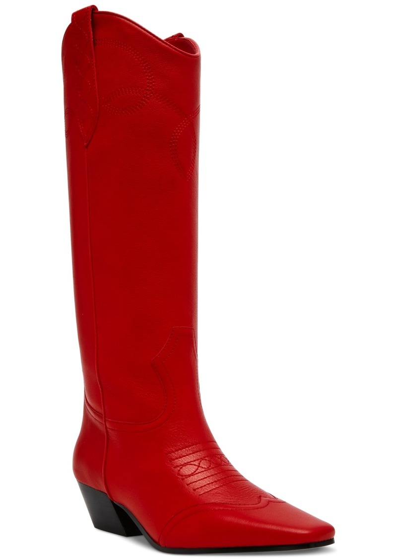 Steve Madden Women's Dollie Tall Western Boots - Red Leather