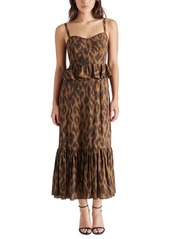 Steve Madden Women's Eve Printed Peplum-Waist Midi Dress - Toffee