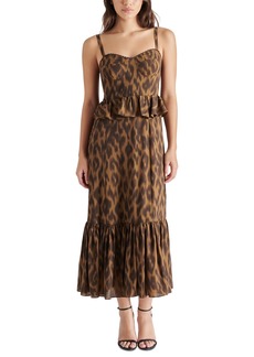 Steve Madden Women's Eve Printed Peplum-Waist Midi Dress - Toffee