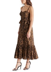 Steve Madden Women's Eve Printed Peplum-Waist Midi Dress - Toffee