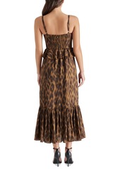 Steve Madden Women's Eve Printed Peplum-Waist Midi Dress - Toffee