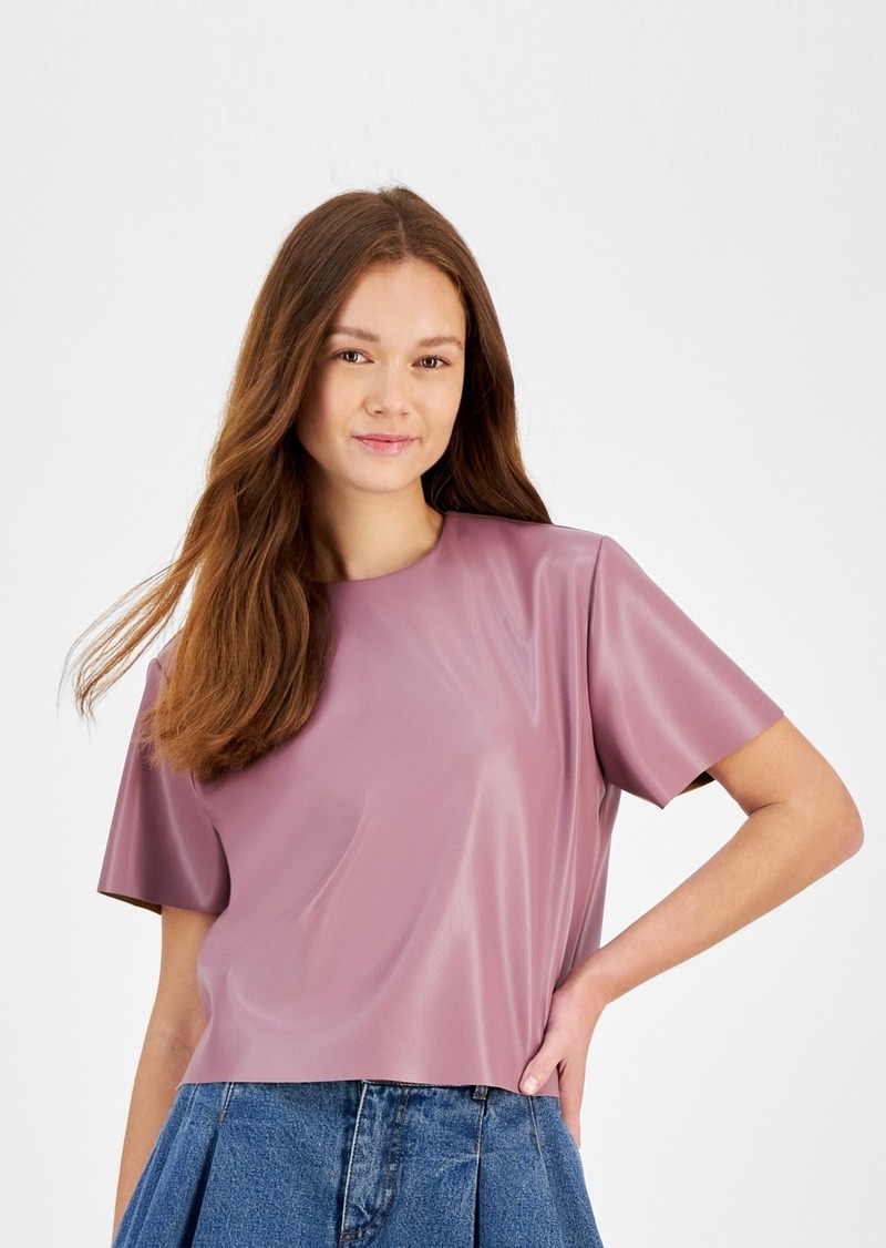 Steve Madden Women's Ezra Faux-Leather Top - Dark Orchid