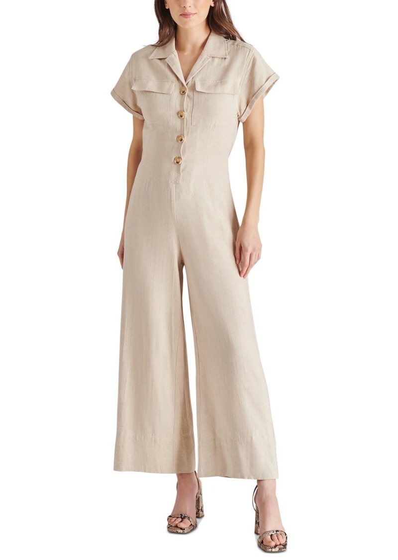 Steve Madden Women's Fara Collared Wide-Leg Jumpsuit - Natural