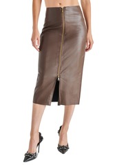 Steve Madden Women's Faux-Leather Embossed Pencil Midi Skirt - Dark Espresso