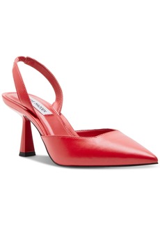 Steve Madden Women's Finlee Pointed-Toe Kitten-Heel Slingback Pumps - Red Leather