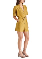 Steve Madden Women's Honor Belted Short-Sleeve Romper - Green Moss