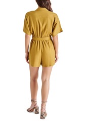 Steve Madden Women's Honor Belted Short-Sleeve Romper - Green Moss