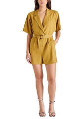 Steve Madden Women's Honor Belted Short-Sleeve Romper - Green Moss