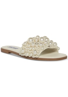 Steve Madden Women's Knicky Embellished Slide Sandals - White Pearl Multi