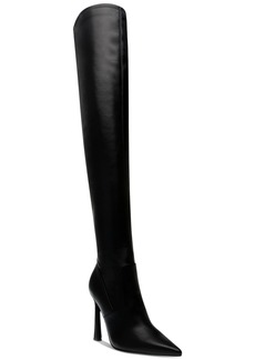 Steve Madden Women's Laddy Pointed-Toe Over-The-Knee Dress Boots - Black Smooth
