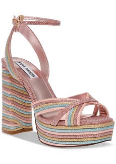 Steve Madden Women's Laurel Two-Piece Ankle Strap Platform Dress Sandals - Rainbow Glitter