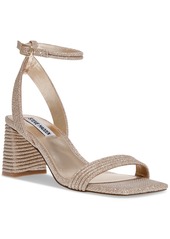 Steve Madden Women's Lavnish Block-Heel Sandals - Gold Glitter Mesh