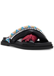 Steve Madden Women's Leisure Scarf Embellished Footbed Sandals - Black Multi
