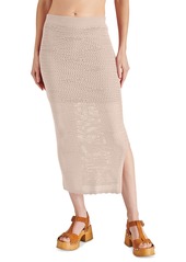 Steve Madden Women's Liliana Side-Slit Crochet Pull-On Skirt - Oatmeal