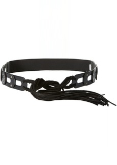 Steve Madden Women's Link Tab Tie Front Stretch Back Belt Black (BLK) Medium/Large