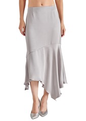 Steve Madden Women's Lucille Satin Asymmetrical Hem Midi Skirt - Ash Grey