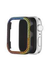 Steve Madden Women's Mixed Metal Apple Watch Bumper Accented with Rainbow Crystals, 44mm - Silver