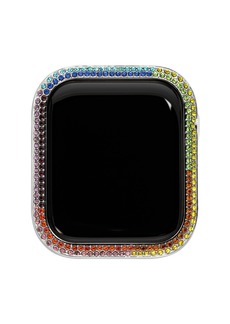 Steve Madden Women's Mixed Metal Apple Watch Bumper Accented with Rainbow Crystals, 44mm - Silver