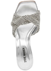 Steve Madden Women's Mvp Rhinestone High-Heel Dress Mules - Silver Rhinestone