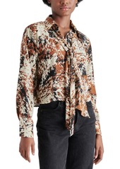 Steve Madden Women's Noelle Printed Tie-Neck Blouse - Cacao