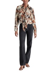 Steve Madden Women's Noelle Printed Tie-Neck Blouse - Cacao