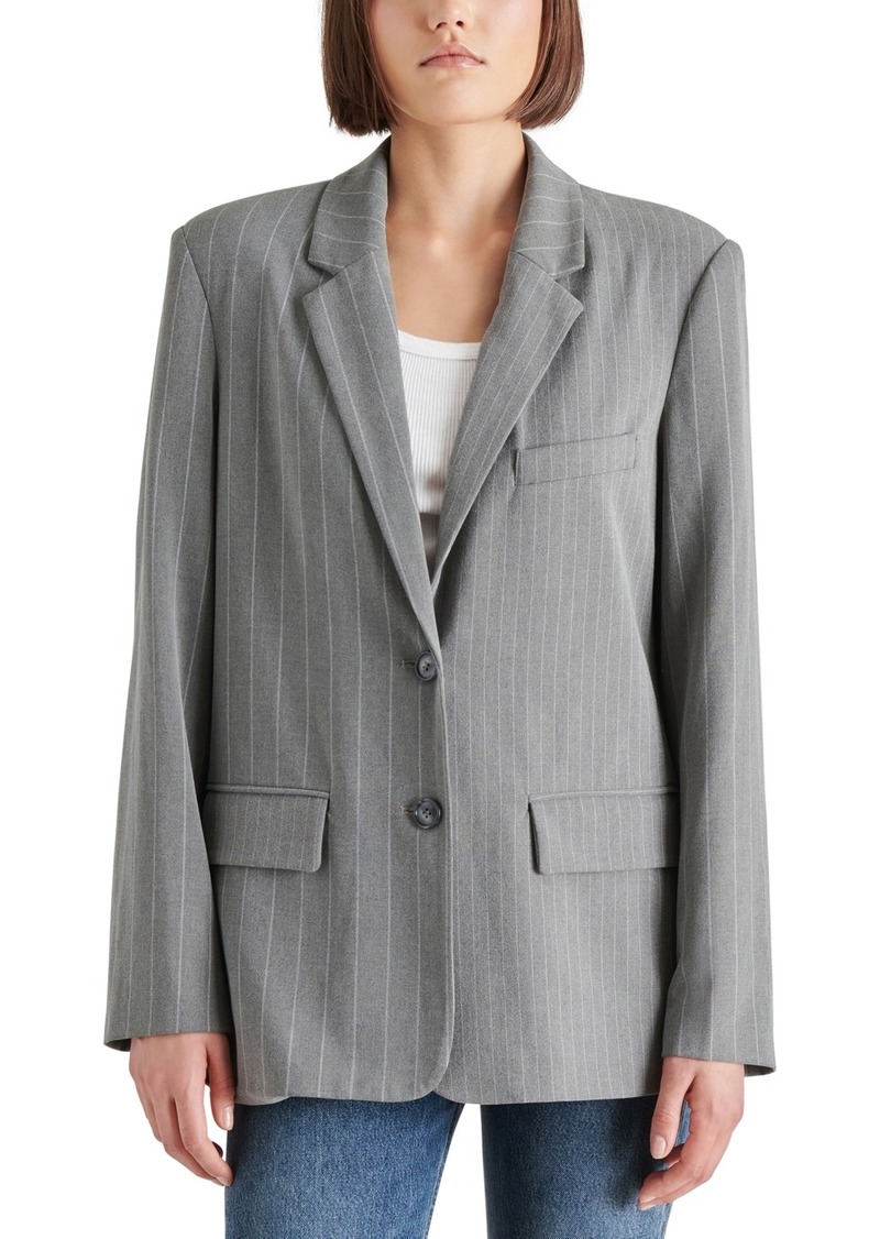 Steve Madden Women's Noellie Pinstripe Single-Breasted Blazer - Grey