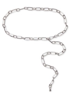 Steve Madden Women's Paperclip & Twisted Ring Chain Belt - Silver