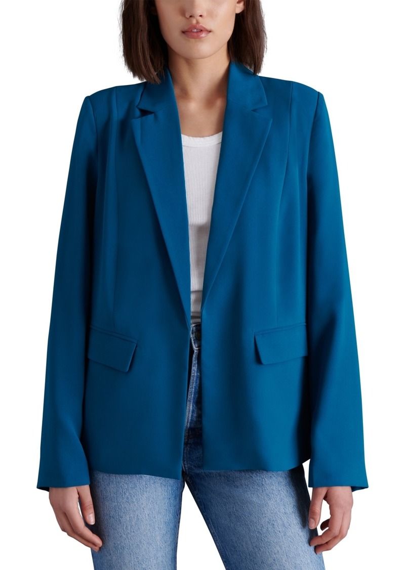 Steve Madden Women's Payton Open-Front Long-Sleeve Blazer - Midnight Teal