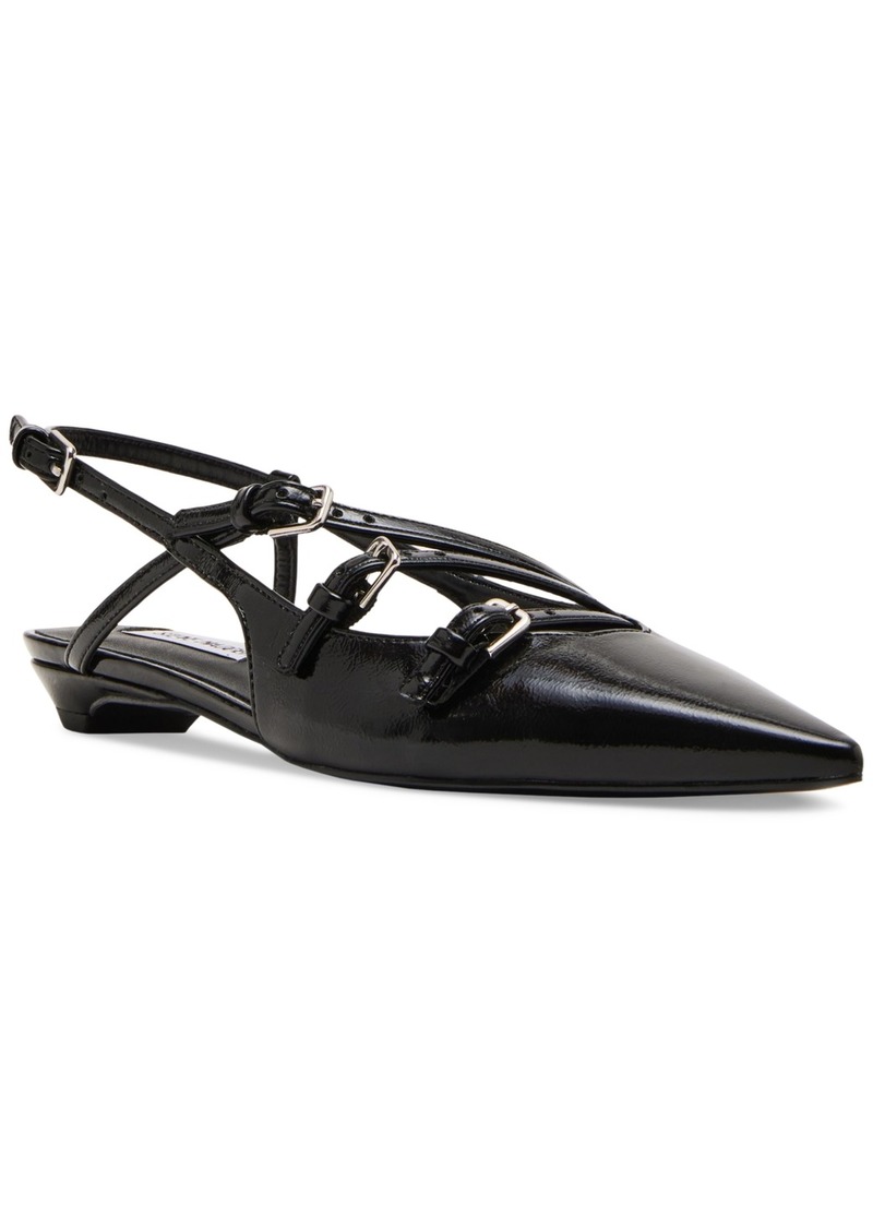 Steve Madden Women's Peony Strappy Pointed-Toe Slingback Flats - Black Patent