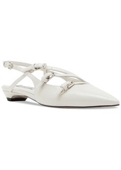 Steve Madden Women's Peony Strappy Pointed-Toe Slingback Flats - Bone Patent