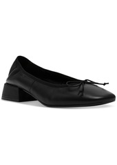 Steve Madden Women's Priscilla Block-Heel Bow Flats - Black Leather