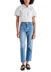 Steve Madden Women's Reece Cotton Poplin Puff-Sleeve Top - White