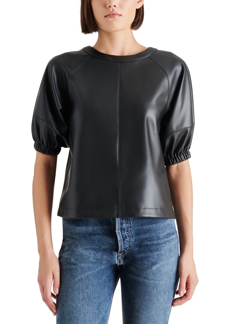 Steve Madden Women's Reilly Faux-Leather Top - Black