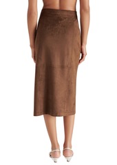 Steve Madden Women's Riya Faux-Suede Button-Front Midi Skirt - Coco